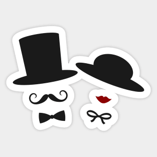 Abstract vintage couple drawing Sticker